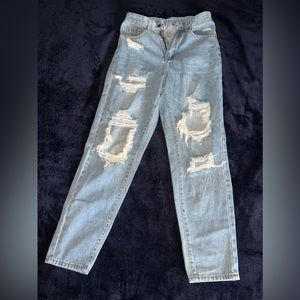 SHEIN distressed straight leg jeans